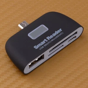 4in1 Smart Mini OTG TF SD Slot Card Reader Adapter with Micro USB Charge Port jh - Zdjęcie 1 z 3