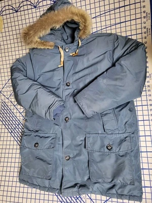 Chaqueta Abrigo Parka De Colección Woolrich Northern Down Piel de Coyote Con Capucha L Azul EE. UU.  Foto 1 de 4