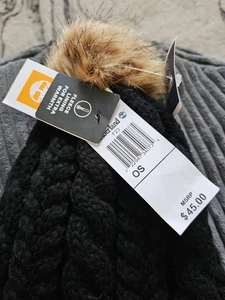 Timberland Erwachsene Cuffed Beanie Bommel Flechtnaht Mütze gefüttert schwarz - Bild 1 von 4