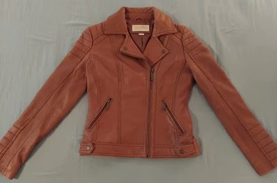 Michael Kors Mujer Cuero Corredor Moto Chaqueta Equipaje Marrón Coñac Motociclista Talla S Foto 1 de 4
