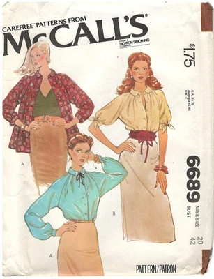 1979 McCall's 6689 Misses Blouses size 20 sewing pattern uncut - Image 1 of 3