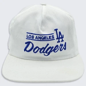 Los Angeles Dodgers Vintage 80s Annco Bar Script Snapback Hat - White Color Cap - Picture 1 of 9