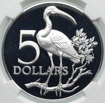 1972 TRINIDAD and TOBAGO Ibis INDEPENDENCE Proof Silver 5 Dollar Coin NGC i85378 - Image 1 of 4