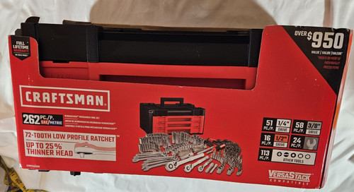 Juego de herramientas mecánicas Craftsman 262 piezas con caja de herramientas VERSASTACK de 3 cajones, SAE/métrico-