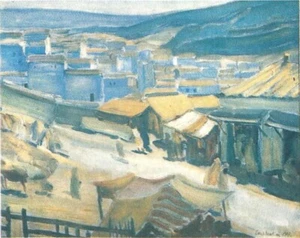 African Village Early 20th Century Impressionist Landscape : Kuzma Petrov-Vodkin - Picture 1 of 2