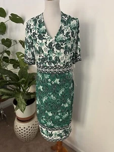 Maggie London Size 12 Lined Cream Ivory Print Dress Short Sleeve NWT  - Picture 1 of 4