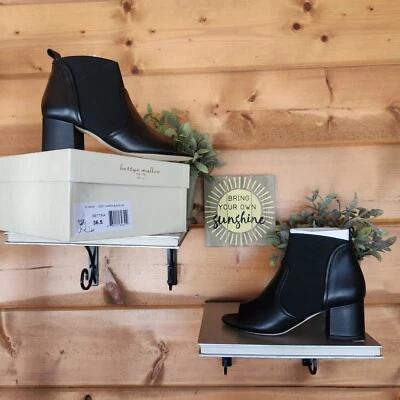 Bettye Muller NOVO Bettina Preto Couro Nappa Salto Tornozelo Botas Elásticas Tamanho 36.5 - Imagem 1 de 4