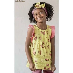 Matilda Jane Green & Pink Floral Print Make Believe Imagination Tunic Girls 6 - Picture 1 of 6