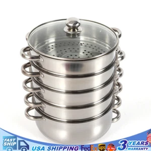 26 cm 5 Ebenen Edelstahl Dampfgarer Dampfgarer Lebensmittel Gemüse Topf Küche - Bild 1 von 12