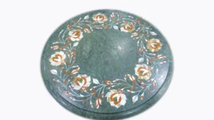 12" green Marble corner end Table Top Inlay Work Outdoor home Decor - Picture 1 of 1