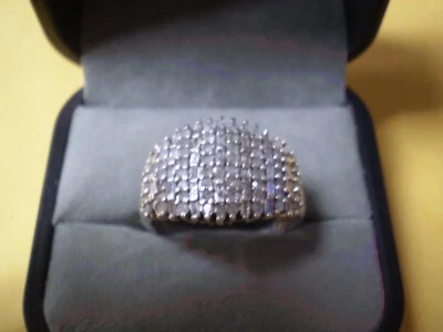 Anillo con racimo de diamantes 92 de plata de ley 925 para dama 3,9 gramos Foto 1 de 4
