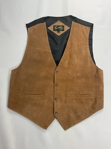 NWT Scully Suede Vest Carmel Brown Mens Western Adjustable L Snap Buttons - Picture 1 of 8