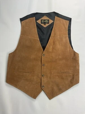 NWT Scully Suede  Vest Carmel Brown Mens Western Adjustable L Snap Buttons - Image 1 of 4