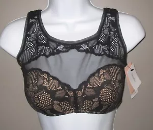 CALVIN KLEIN~SMALL~QF1793~Black LINGER Lightly Lined Mesh Wire Free Bralette - Picture 1 of 8