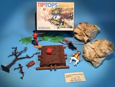 TIMPO VINTAGE TIPTOPS TOYS WESTERN USA 3 COWBOYS & RAFT BOXED SET N.MINT RARE