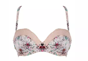 Boux Avenue Underwired Padded Satin Balcony Blush Pink Floral Size 34FF - BNWT - Picture 1 of 1