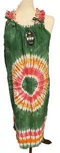 NUEVO Hippie BATIK Colorido Tie Dye Playa Solero Cubrir Largo Medio Con Etiquetas - Imagen 1 de 6
