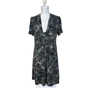 Banana Republic A-Line V-Neck Stretch Dress Short Sleeve Gray Women Medium - Picture 1 of 9