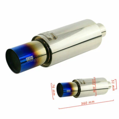 2'' Inlet 3'' Outlet Rolled Straight Exhaust Muffler 4'' Body Resonator HPJ - Image 1 of 4