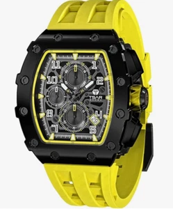 TSAR BOMBA - 8204-AA - Men Watches 50m Waterproof Chronograph Quartz - Yellow - Picture 1 of 4
