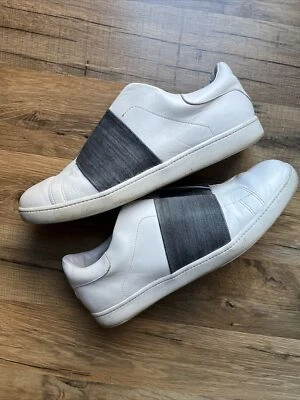 VINCE Mujer Zapatos Tenis Cuero Blanco Gris Denim Talla 9.5 Foto 1 de 4