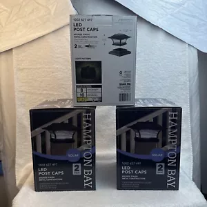 Hampton Bay Solar LED Post Caps 3000K 3 Packs, Set Of SIX Metal Lights Total! - Picture 1 of 14