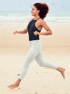 Athleta Sculptek Jeans 10 Soft & Stretchy White Wash Denim Skinny Ankle - Bild 1 von 10