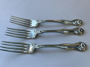 1881 Rogers forchette da pranzo in argento, 1910 Leyland set di tre senza monogramma - Foto 1 di 14