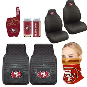 NEW NFL Super Bowl Football Licensed San Francisco 49ERS Seat Covers 7 PC Combo - Picture 1 of 6