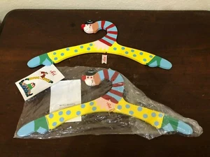 Sevi Italy Wooden Clown Clothes Hanger Kids 1992 Lot Of 2 New With Tags - Picture 1 of 10
