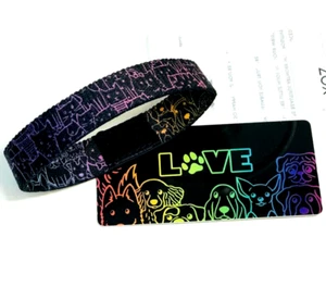 ZOX **DOG LOVE** Pulsera Pequeña Plateada Única con Tarjeta NUEVA EN PAQUETE COLORES ARCO IRIS - Imagen 1 de 3
