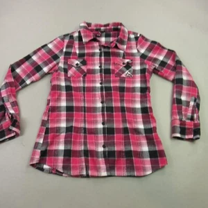 Metal Mulisha Shirt Womens Large Long Sleeve Pockets Button Front Plaid - Picture 1 of 12