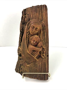 Madonna and Child Hand Made Mixed Media Wall Plaque 11" W/Hanger - Picture 1 of 12