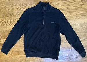 PERRY ELLIS Schwarz Baumwollmischung Langarm Herren 1/3 Zip Pullover Shirt Gr. M - Bild 1 von 20
