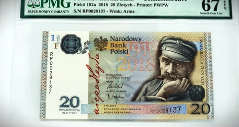 Banknote 20 PLN 2018 100th Anniversary Of  Independence NIEPODLEGLOSC PMG 67 Cover