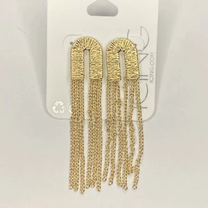 Strukturierte Gold Wasserfall Kette Quaste Ohrringe - Bild 1 von 4