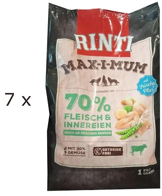 (EUR 8,25 / kg)  Rinti Maximum mit Pansen, getreidefrei, für Hunde: 7 x 1 kg - Bild 1 von 2