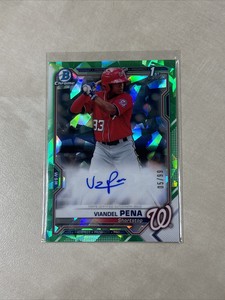 2021 Bowman Chrome Green Atomic Auto Viandel Pena Auto /99 Washington Nationals