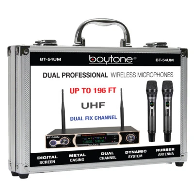 Boytone BT-54UM, UHF Wireless Dual HandHeld Microphone System/Digital Display - Image 1 of 4