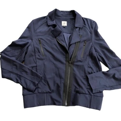 Cabi Chance Moto Jacket Navy black small Style 5476 zip up pockets  - Image 1 of 4