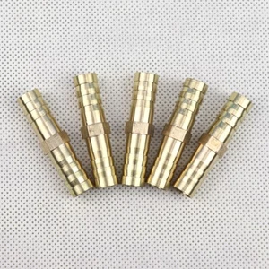 5Pcs 5/16" 8mm Brass Hose Barb Mender Union Brass Fitting Gas Fuel Water Air - Picture 1 of 6