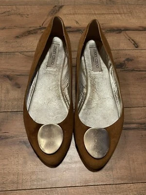 JIMMY CHOO London Made in Italy Brown Suede WRAY Ballet Flats Size 40 (US 10) - Image 1 of 4