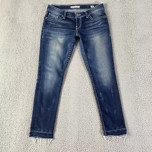 BKE Stella Ankle Skinny Jeans Womens 29 (32x27) Blue Dark Whiskered Low Western - Picture 1 of 10