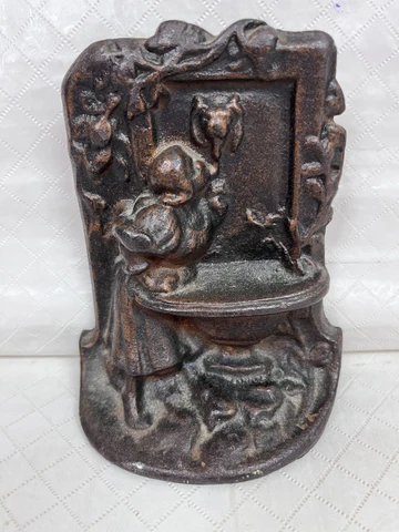 Antique Art Nouveau Bronze Girl at Fountain Bookend Cover