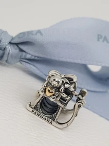 Authentic Pandora Silver 14k Gold Two Tone Santa's Sleigh Christmas Charm 791207 - Picture 1 of 4
