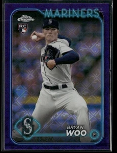 2024 Topps Chrome - Bryan Woo #172 rifrattore viola /250 (RC) C8A - Foto 1 di 2