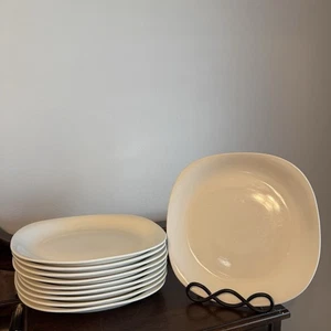 5 - Vintage Thomson Pottery "Quadro" Dinner Plates 10.5” Rounded Squared Branco - Picture 1 of 12