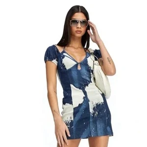 I.AM.GIA Blue Despasina Denim Bleach Mini Dress Halter Size XL - Picture 1 of 9