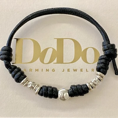 Dodo Pomellato Bracciale Nero Pepita Granelli Rondelle Argento Unisex Originale - Immagine 1 di 4
