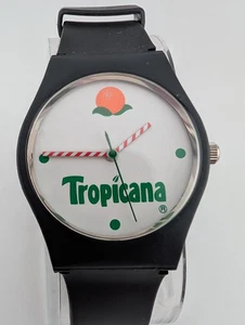 Tropicana Drink Orologio Vintage Promozionale Cassa 34mm Cinturino Nero - Batteria Nuova - Foto 1 di 10